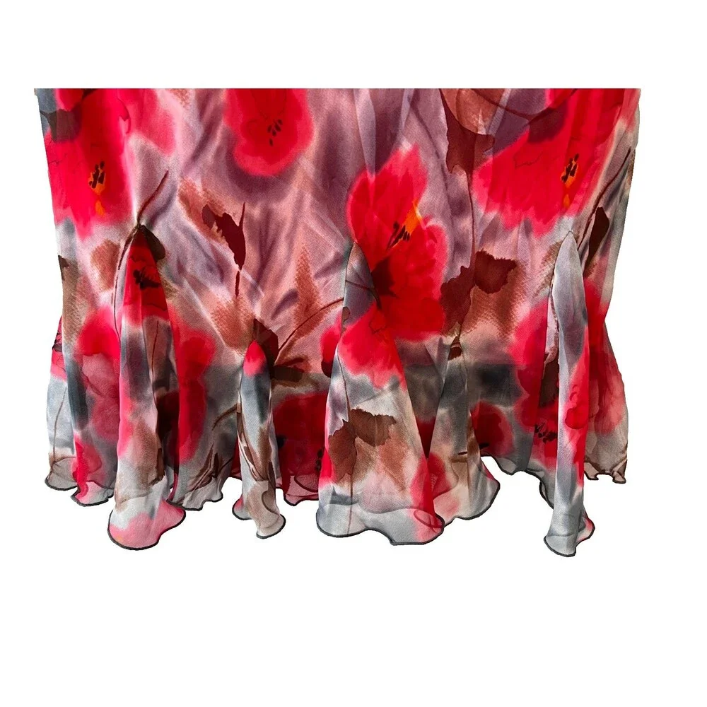 Cato Vintage Y2K Ladies Floral Midi Ruffled Skirt Size SMALL - Picture 2 of 6